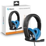 67253 - Audífonos Steren Ultraconfort Multimedia USB con Micrófono Color Negro con Azul