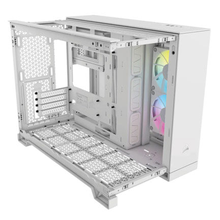 65678 - Gabinete Corsair iCUE Link 2500X Mid Tower mATX ITX Cristal Templado Pecera 2xFan RGB Blanco Sin Fuente
