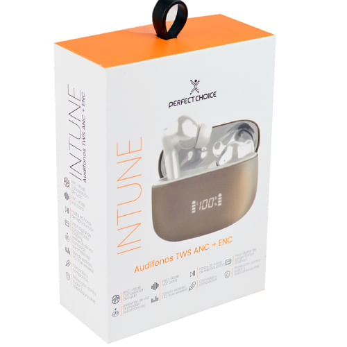 65883 - AUDIFONOS PERFECT CHOICE TWS ANC+ENC INTUNE- BEIGE/BLANCO