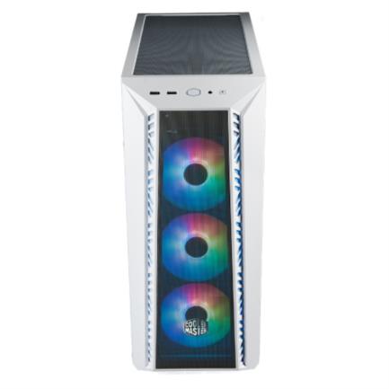 62914 - Gabinete Gamer Cooler Master MasterBox 520 Mesh Media Torre ITX mATX ATX SSI CEB EATX 3xFan ARGB Vidrio Templado Blanco