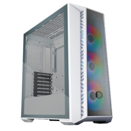 62917 - Gabinete Gamer Cooler Master MasterBox 520 Mesh Media Torre ITX mATX ATX SSI CEB EATX 3xFan ARGB Vidrio Templado Blanco