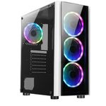 66393 - Gabinete Gamer Mid Tower Xzeal XZ110-1 ATX Panel Izq  Vidrio  Aluminio 1xUSB3 0  1xUSB2 0  1x3 5mm  3 Fan RGB Blanco