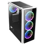 66394 - Gabinete Gamer Mid Tower Xzeal XZ110-1 ATX Panel Izq  Vidrio  Aluminio 1xUSB3 0  1xUSB2 0  1x3 5mm  3 Fan RGB Blanco
