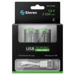 64977 - Paquete de Baterías Steren Li-ion Recargables USB-C 1 5Vcc 2500mAh