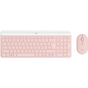 Teclado Y Mouse Logitech Mk470 Inalámbrico Nano Receptor Usb Color Rosa Loctecab061