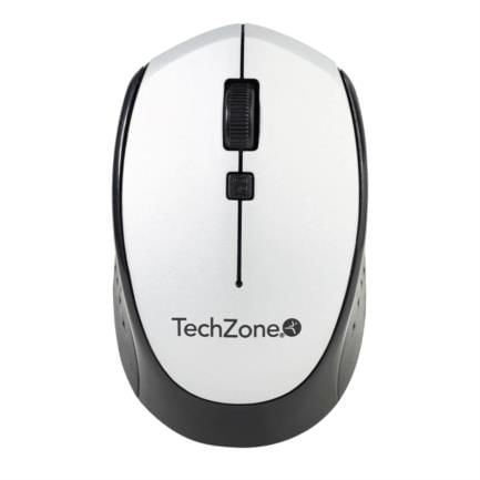 64985 - Mouse Óptico TechZone Inalámbrico 800 a 1600 DPI Ajustable 4 Botones Ambidiestro Win/MAC Color Plata
