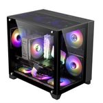 64453 - Gabinete Game Factor CSG570 mATX Fishtank Doble Cristal Templado USB 2 0/3 0 120mm Color Negro