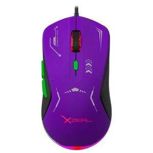 Mouse Gamer Xz-401 Rgb 7 200 Dpi 6 Botones Conexion Usb 1.5M Morado-Verde Xzcmosab010