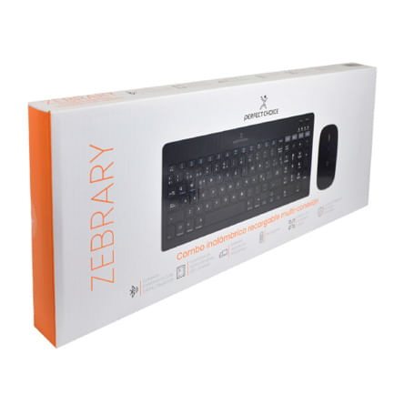 66229 - Kit Perfect Choice Teclado+Ratón 2 4Ghz+Bluetooth Recargable USB-C/USB-A Zebrary Negro