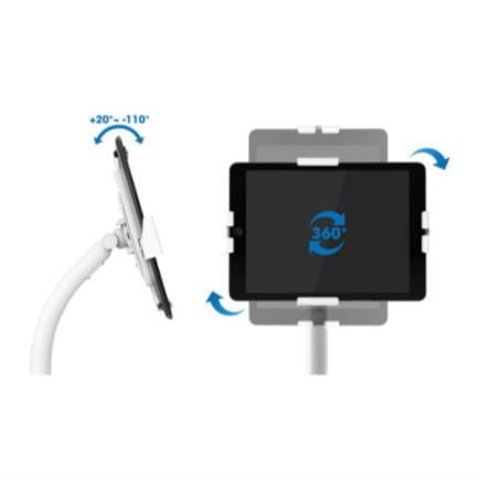 66958 - Soporte de Suelo Manhattan Antirrobo para Tablet/iPad 7 9" a 11" Altura 790 a 1190mm Color Blanco