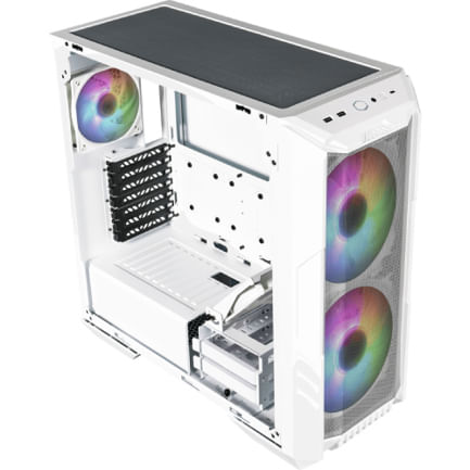 67821 - Gabinete Gamer Cooler Master MasterBox HAF 500 Media Torre ITX mATX ATX 4xFan RGB Cristal Templado Blanco