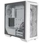67822 - Gabinete Gamer Cooler Master MasterBox HAF 500 Media Torre ITX mATX ATX 4xFan RGB Cristal Templado Blanco
