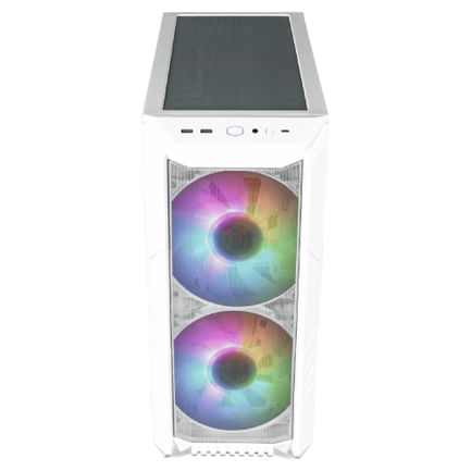 67820 - Gabinete Gamer Cooler Master MasterBox HAF 500 Media Torre ITX mATX ATX 4xFan RGB Cristal Templado Blanco