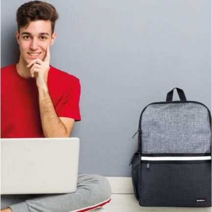 68679 - Mochila TechZone de 15 6" para Laptop Múltiples Compartimientos Color Negro con Gris