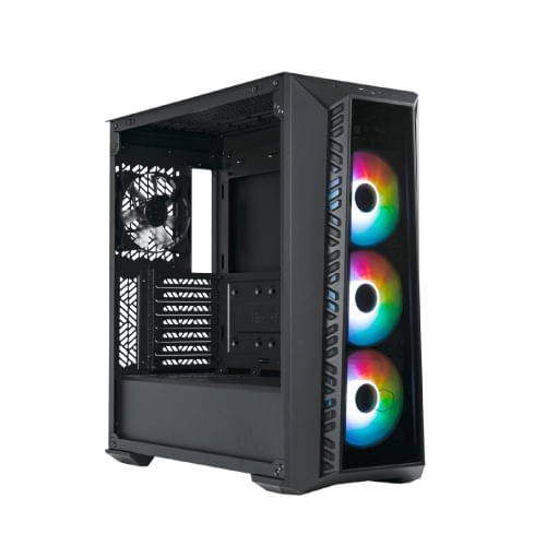 69669 - Gabinete Gamer Cooler Master MasterBox MB520 ARGB Media Torre ITX mATX ATX 3xFan ARGB Cristal Templado Negro