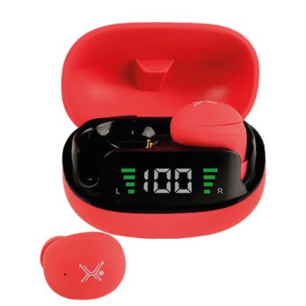70091 - Audífonos Inalámbricos Perfect Choice TWS Mini Tiny Beats con Indicador de Carga Color Rojo