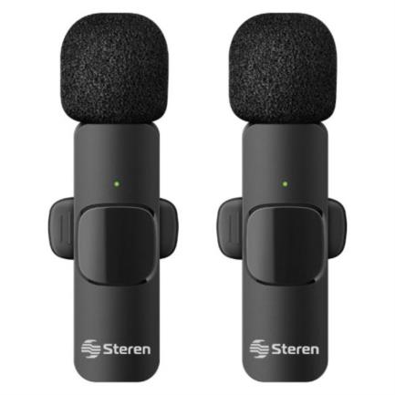 63744 - Micrófonos Inalámbricos Steren Filtro Anti Ruido Batería Recargable USB/USB C/Lightning