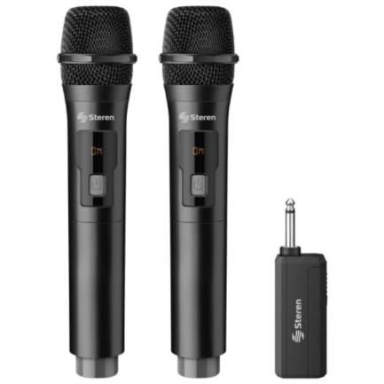 64028 - Micrófonos Inalámbricos Steren C/ Receptor Recargable 2 Piezas