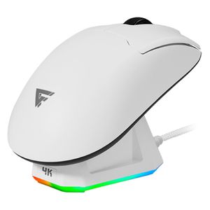 Mouse Game Factor Mow800 Inalambrico Wireless 2.4G Bt Pixart 3395 26.000 Dpi 4K Hz Base Rgb Ultraligero 56G Blanco Vocmosab068