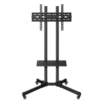 73177 - Soporte Steren Móvil para TV 19" a 83" Con Repisa Soporta Hasta 60kg Color Negro