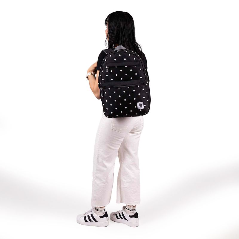 73348 - MOCHILA JUVENIL CHENSON COLORS NEGRA CON PUNTOS BLANCOS