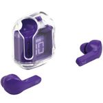 71002 - Audífonos Inalámbricos Perfect Choice TWS Estuche Transparente ClearBeat con Indicador de Carga Color Morado