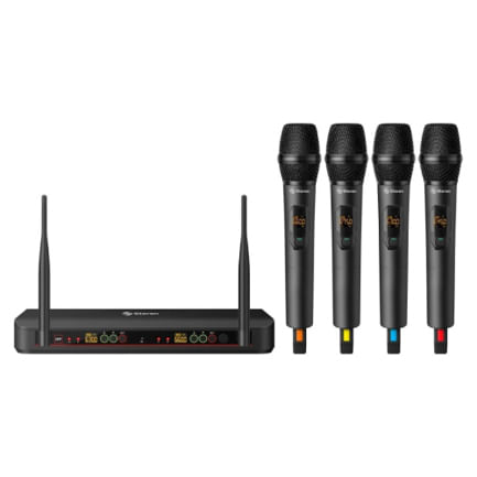 71398 - Sistema de 4 Micrófonos Steren Inalámbricos UHF c/Selección Auto 10dBm