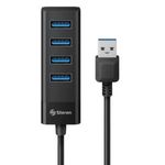 71711 - Hub Steren USB 3 0 de 4 Puertos Cable 12 5cm Color Negro