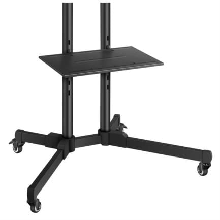 73179 - Soporte Steren Móvil para TV 19" a 83" Con Repisa Soporta Hasta 60kg Color Negro
