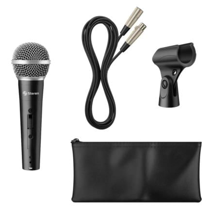 71870 - Micrófono Steren Alámbrico Profesional Unidireccional Rejilla Metálica Color Negro