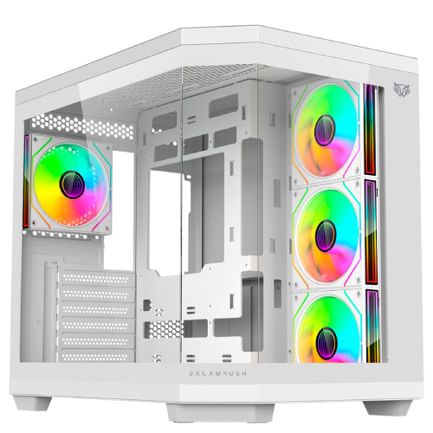 73252 - Gabinete Gamer Balam Rush Media Torre Tank Master 9600TB Max MB ATX Ultra Wides/USB-C/USB 3/Audio Fan ARGB Blanco