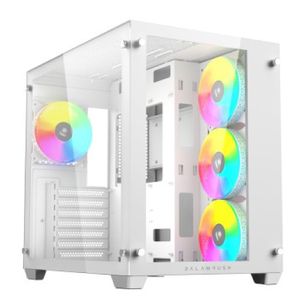 Gabinete Gamer Balam Rush Media Torre Tank Pro Gm930 Max Atx Panel Izq Cristal Frente Cristal Usb/4Fan Rgb Hub Blan Akcgabab054