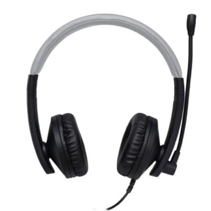 73689 - Audífonos Perfect Choice Profesional USB con Micrófono Cable 1 8m Negro con Gris