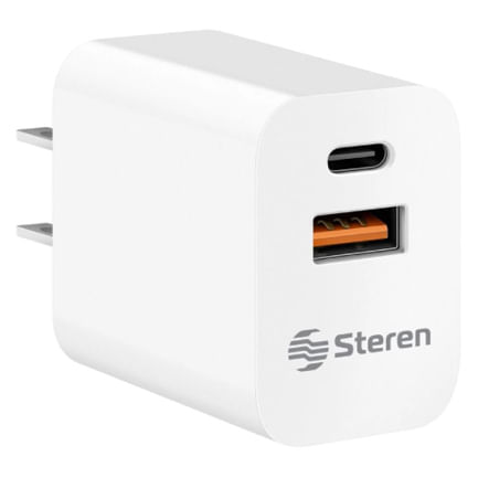 65987 - CARGADOR STEREN USB A Y USB C CON PD Y QC