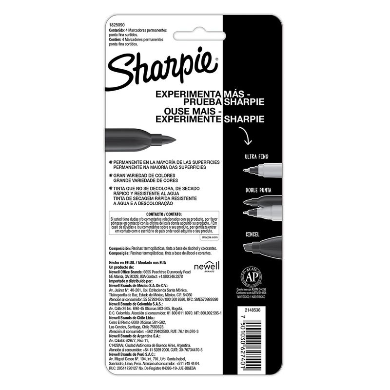 75000 - MARCADOR PERMANENTE FINO SURTIDOS CON 4 SHARPIE