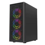 68514 - Gabinete Gamer Balam Rush Media Torre Dragonfly II Mesh GM740 ATX Panel Izq Cristal Frente Malla USB 3 0/4Fan RGB Negro