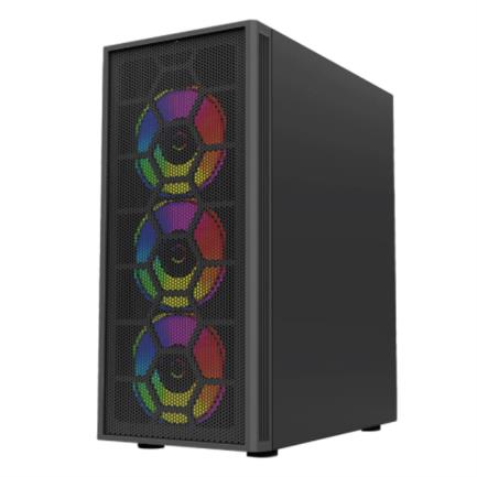 68514 - Gabinete Gamer Balam Rush Media Torre Dragonfly II Mesh GM740 ATX Panel Izq Cristal Frente Malla USB 3 0/4Fan RGB Negro