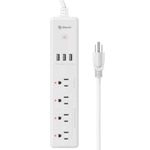 75199 - Barra Steren Multicontacto Wi-Fi de 4 Salidas Horizontales y Triple Cargador USB Color Blanco