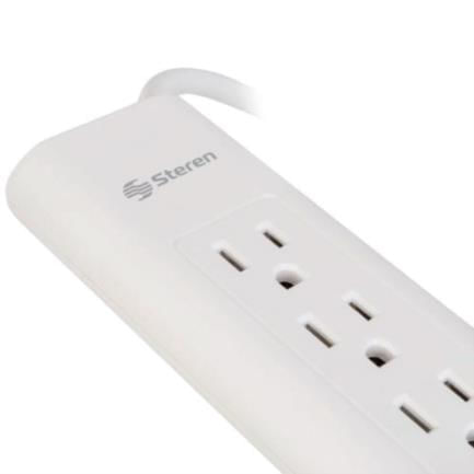 75185 - Multicontacto Steren de 6 salidas verticales y cable extra largo color Negro