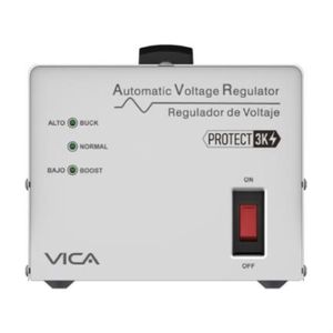 Regulador Vica Protect 3K 3000Va/1800W 4 Contactos Para Línea Blanca Impresión Led Indicadores 3 Años Garantía Vbereuab049