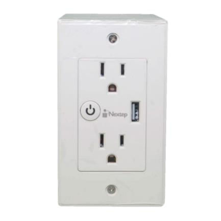 75642 - Tomacorriente Nextep Smart de Pared Dúplex + Cargador USB Control Wi-Fi