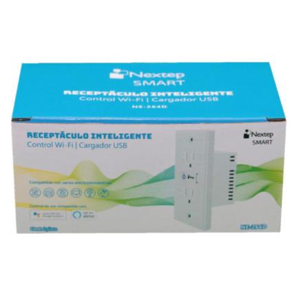 75644 - Tomacorriente Nextep Smart de Pared Dúplex + Cargador USB Control Wi-Fi