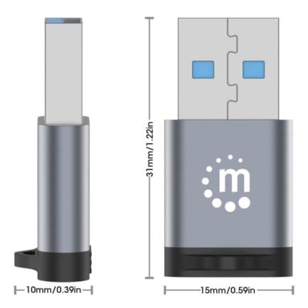 62134 - Adaptador USB-C V3 2 Gen1 AM-CH 5Gbps 3A Aluminio Gris Espacial/Negro