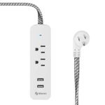 75954 - Multicontacto de 2 Salidas Steren Horizontales y Doble Cargador USB