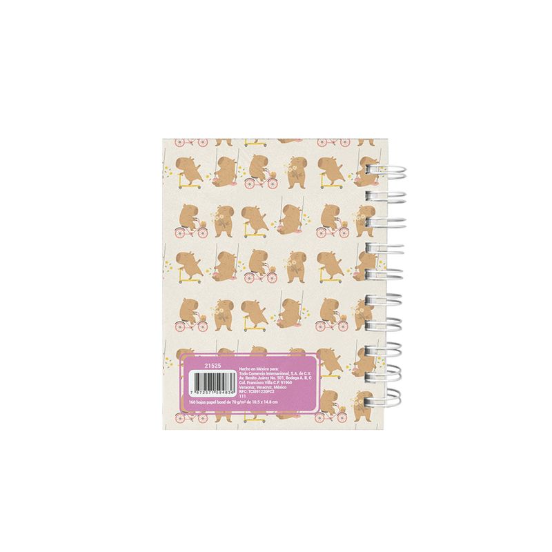 76263 - LIBRETA ESPIRAL POCKET 160H RAYAS CAPIBARA SMARTY
