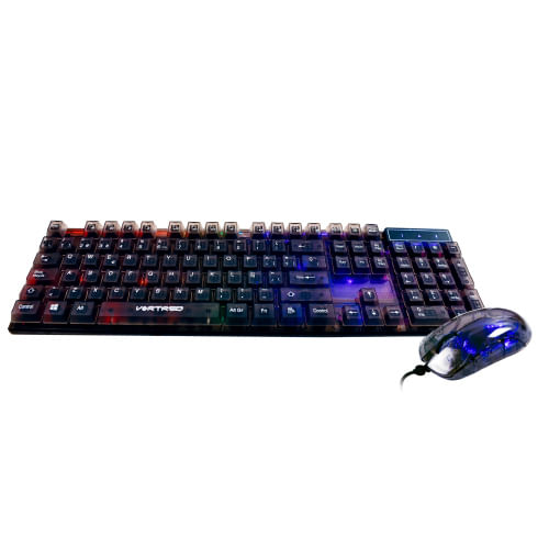 75777 - Kit Gamer Perfect Choice Teclado Transparente + Mouse Helumo Alámbrico Ergonómico y Resistente