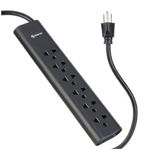 76075 - Barra Multicontactos Steren 1 7m 15A 6 Contactos Americanas/Europeas 70J Color Negro