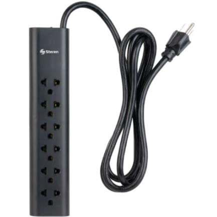 76071 - Barra Multicontactos Steren 1 7m 15A 6 Contactos Americanas/Europeas 70J Color Negro