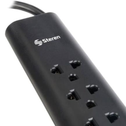 76074 - Barra Multicontactos Steren 1 7m 15A 6 Contactos Americanas/Europeas 70J Color Negro
