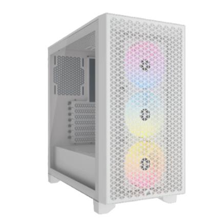 63664 - Gabinete Gamer Corsair 3000D RGB AirFlow Media Torre ATX mATX ITX Cristal Templado 3xFan RGB Blanco Sin Fuente